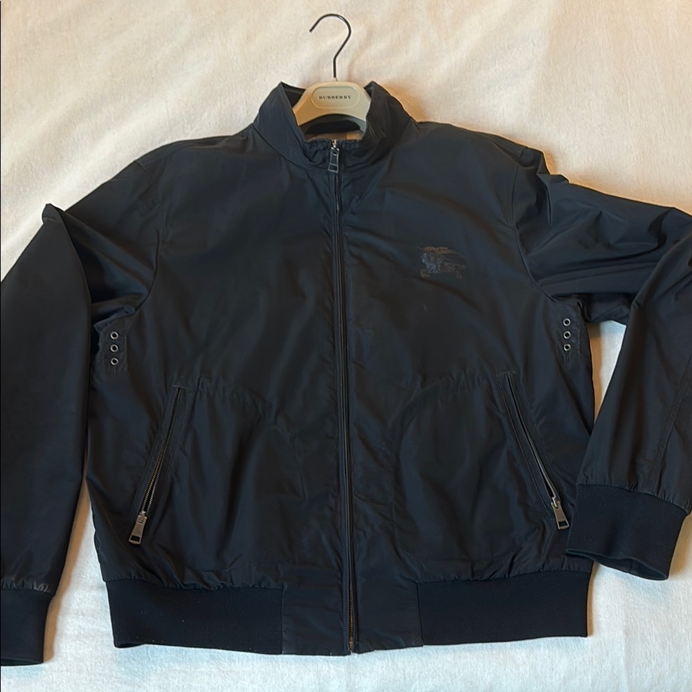 Burberry Men's Black Jacket, size L.